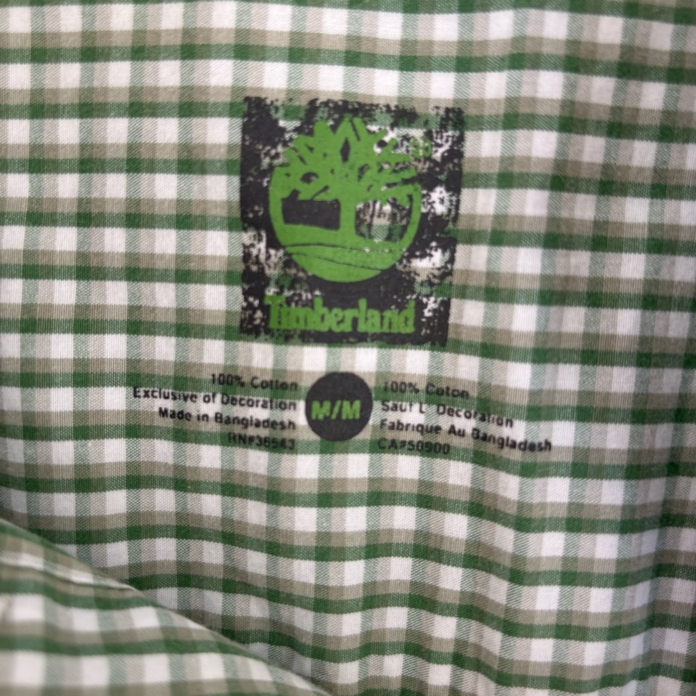 Timberland County Western Green Plaid Button Down Shirt Size M - Picture 5 of 10